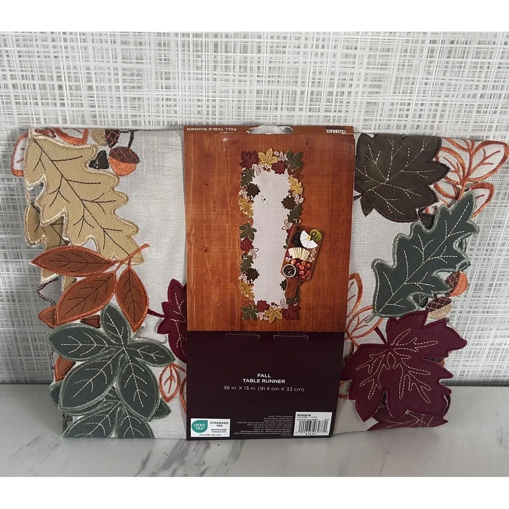 Fall Autumn‎ Table Runner Leaves Cutouts Gorgeous! New! Fall Colors 36